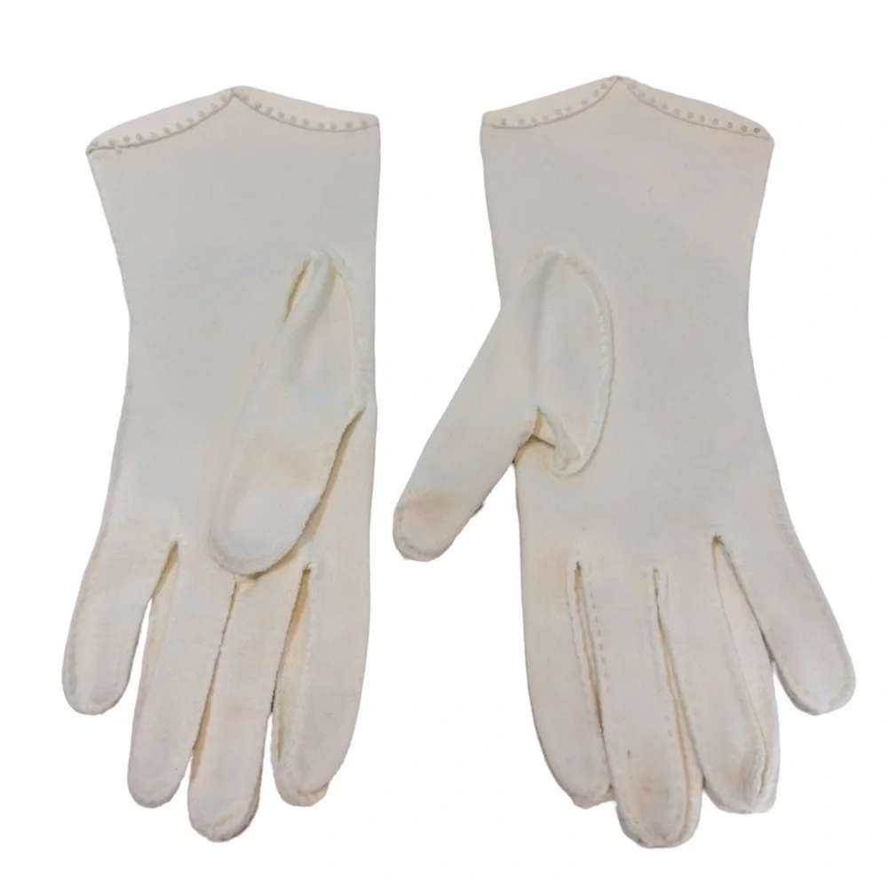 Vintage Ladies Gloves White‎ Cotton M